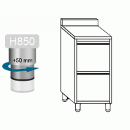 Meuble inox adossé 2 tiroirs profondeur 700 x 500 mm_1
