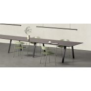 Table PLANIA - modulaire, personnalisable avec finitions chêne ou noyer, et pieds réglables_1