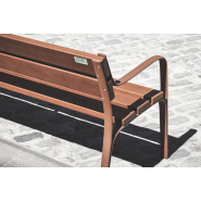 Banc public Citizen UM301L - Design Eugeni Quitllet - Bois tropical et piètement en fonte ductile_1