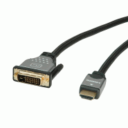 ROLINE Câble pour écran DVI (24+1) - HDMI, M/M, noir / argent, 2 m_1