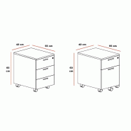 Caisson de rangement pour bureaux - Ofitres - Blanc, 3 tiroirs_1