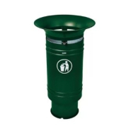 Corbeille publique Cévennes 60 L - pied cylindrique - seau en tôle électrozinguée avec serrure à clé triangle_1