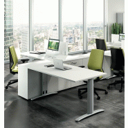 Bureau rectangulaire pieds I Practika P5 - Quadrifoglio - 180, Noyer canaletto, Fixe, Avec voile de fond_0