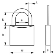 Cadenas à clé type 1 - 15 mm - Corps laiton monobloc, anse acier nickelé - Thirard_1
