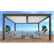 Pergola autoportée bioclimatique motorisée Eris 3x4 m en aluminium - Grey_1