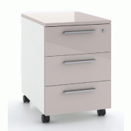 Caisson mobile 3 tiroirs blanc bicolore - Ofitres - Blanc pastel, Cachemire_1