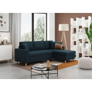 Canapé d'angle réversible convertible ARKO - méridienne avec coffre - bleu canard - 140x190 cm_1