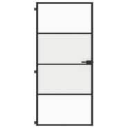 Vidaxl porte intérieure mince noir 93x201,5 cm verre trempé aluminium 155120_1