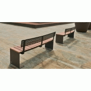 Banc public en bois - CYRIA MANTA - Dossier et assise confortables - Structure acier corten_1