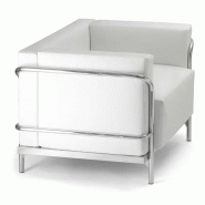 Canapé d'accueil en cuir noir ou blanc 1 place So Teramo - L01_1