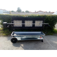 Tournebroche avec bac inox pour récupération des jus de cuisson