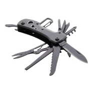 Couteau de poche multifonctions - acier inoxydable - 13 fonctions - avec mousqueton et manche en aluminium_1