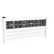 Clôture PVC ajourée Héraclès - Bandeau imprimable avec motifs variés - Gamme Tendance - Disponible en blanc et gris cérusé_1