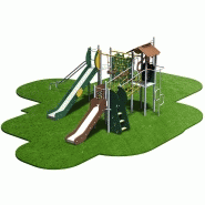 Structure de jeux inox 3 tours gamme Ama'Zone - AMA31503I - 3 toboggans et 2 ponts de corde_1