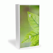 Armoire à rideaux avec décor nature - EasyOffice. - Feuille, Haute_1