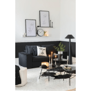 Canapé MEBUS noir - 2 places en velours côtelé - Style moderne et épuré_1