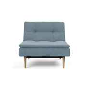 Fauteuil design Dublexo Styletto convertible lit 90x115 cm - pieds chêne naturel - tissu Soft Indigo_1