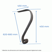Fin de main courante 40 x 12mm - H.680mm_1