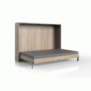 Lit escamotable horizontal Vanier décor chêne - Couchage 140 x 200 cm avec faible profondeur et ouverture transversale_1