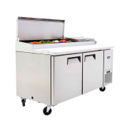 Table de préparation à pizza 2 portes - Réf MPF8202GR - Acier inoxydable avec 9 bacs GN 1/3_1