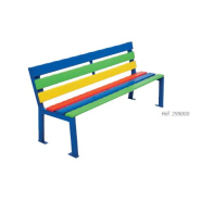 Banc silaos® junior - structure en acier 30 x 50 mm, ép. 2 mm - assise bois exotique - longueur 1500 mm - jesignale_1