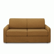 Canapé convertible express Mac Mahon - Sommier à lattes 140 cm - Matelas 16 cm - Tissu tweed jaune curry_1
