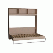 Lit escamotable STRADA-V2 taupe mat avec surmeuble 3 niches - Couchage 160 x 200 cm_1