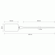 Scellé à grande platine - PP - Longueur 350 mm - Tige 7.3 mm - Blanc_1