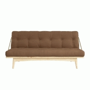 Banquette futon FOLK en pin massif - coloris mocca - couchage 130 x 190 cm - design scandinave_1
