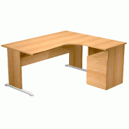 Bureau d'angle 160 x 80/100 cm compact pied panneau en 