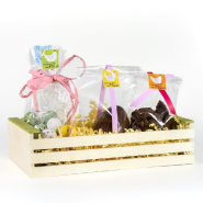Cagette bois rectangle larges lattes nature/vert 27x16x7cm_1