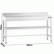 Table Inox de travail Premium avec Dosseret et Étagère - Profondeur 800 mm - 1800_1