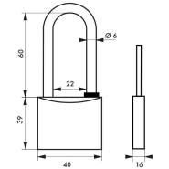 Cadenas à clé Mach 3 - 40 mm anse 1/2 haute - Corps laiton monobloc - Mécanisme à goupilles - Résistant à la corrosion_1