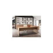 Italo - Bureau droit professionnel avec pieds bois - Épaisseur panneaux 25 mm - Monde bureautique_1