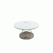 Table basse Olympe - plateaux pivotants en verre trempé 12 mm et piétement acier finition bronze_1