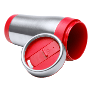 Mug thermo - double paroi en acier inoxydable - 450 ml - finition plastique colorée - couleur rouge_1