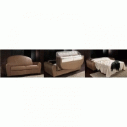 Canapé-lit Club Deluxe - Convertible Express 140 cm - Sommier à lattes - Cuir vachette parme - Matelas Excellence 16 cm_1