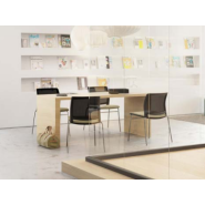 Chaise visiteur 4 pieds chromés - dossier résille noir et assise tapissée - TertioR ALB0/4X - PROMO -30%_1