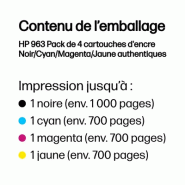 963 Pack de 4 cartouches d'encre Noir/Cyan/Magenta/Jaune authentiques_1