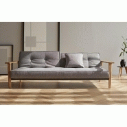 Canapé-lit convertible Innovation Living Splitback Frej - 115x210 cm - Piétement chêne - Tissu Mixed Dance Grey_1