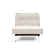 Innovation Living - Fauteuil design Splitback Chrome convertible lit 90x115 cm - tissu bouclé Off White_1