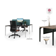 Bureau design fixe et classique pour open space - Gamme PARIS avec piètement métallique triangulaire et plateau mélaminé 25 mm_1