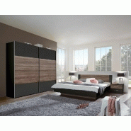 Lit design EVA - Couchage 180 x 200 cm - Coloris graphite et rechampis imitation chêne châtaigne_1