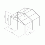 Tente de stockage fermée - structure fixe aluminium et acier - couverture composite PVC - porte, fenêtre et éclairage intégrés_1