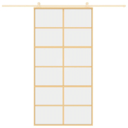 Vidaxl porte coulissante doré 102,5x205cm verre esg clair et aluminium 155168_1