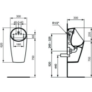 Urinoir mural Sphero - alimentation cachée - secteur hôtellerie, bureaux, santé, loisirs - p009501 Porcher / Ideal Standard / Jado_1