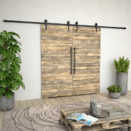 Vidaxl kit de matériel pour porte coulissante 2 x 183 cm acier noir 275606_1