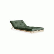Fauteuil convertible futon ROOTS - pin naturel - coloris vert olive - couchage 90 x 200 cm - design japonais et scandinave_1