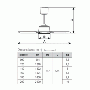 Ventilateur plafonnier d'intérieur à pâles modulaires blanc 180 cm - Vortice - VPNECO180_1