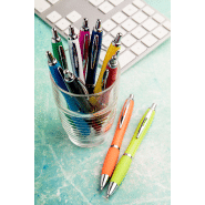 Stylo à bille en plastique - encre bleue - couleur vert citron - poids 11g_1